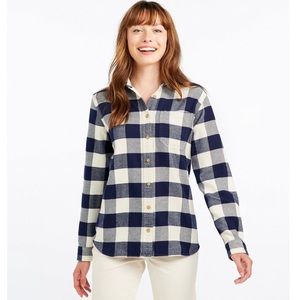 L.L. Bean Womens L.L.Bean Organic Flannel Shirt Plaid SIZE 1X